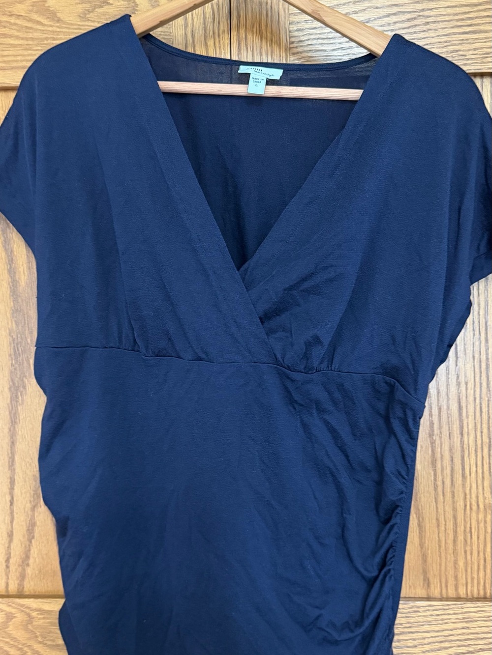 Mimi Maternity Navy Wrap-Front Maternity Blouse